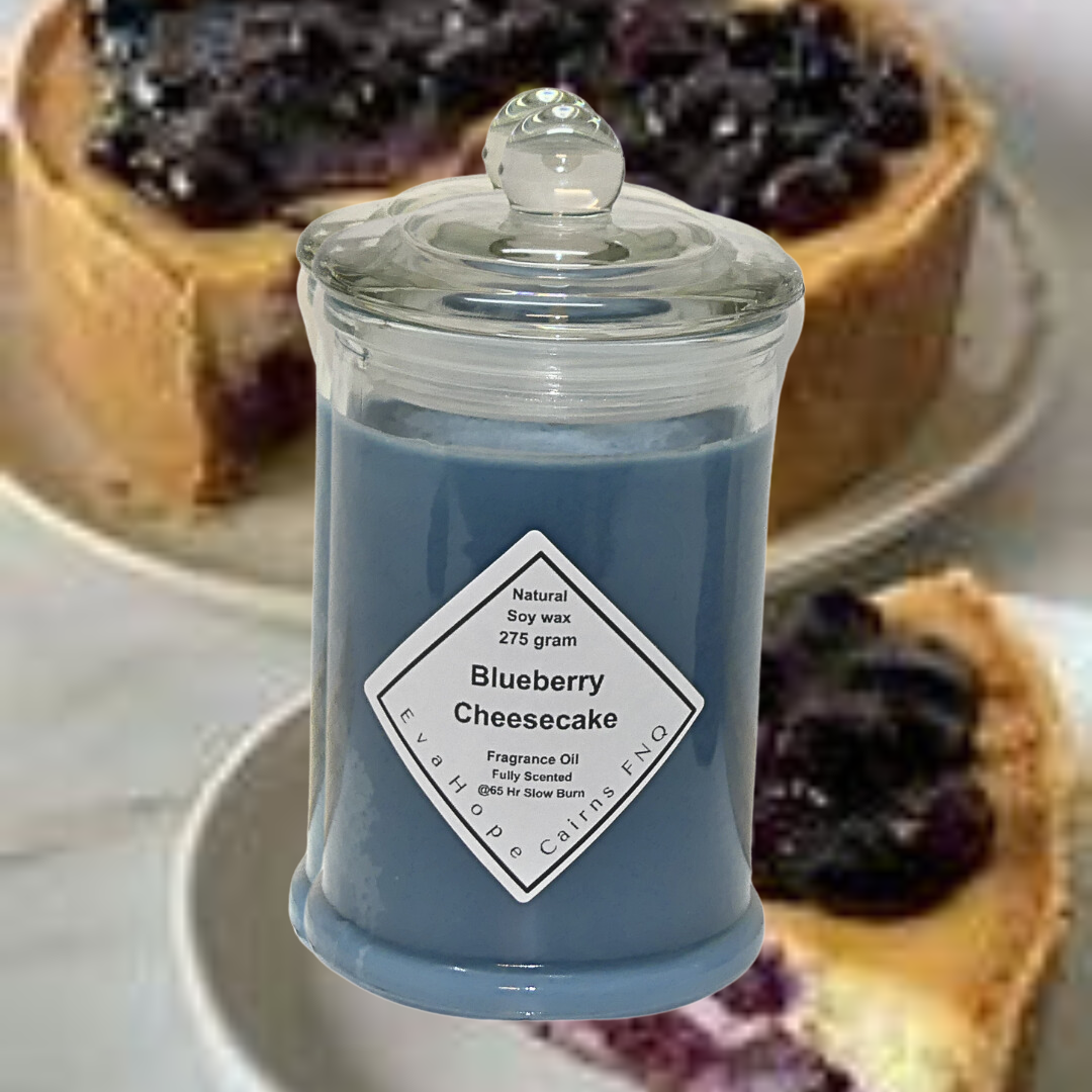 BLUEBERRY CHEESECAKE - 350ml. Soy Wax Candle.
