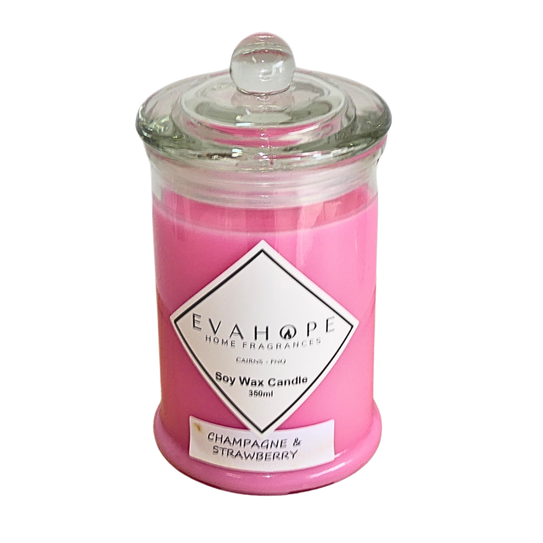 CHAMPAGNE & STRAWBERRY - Scented Soy Wax Candle. 350ML