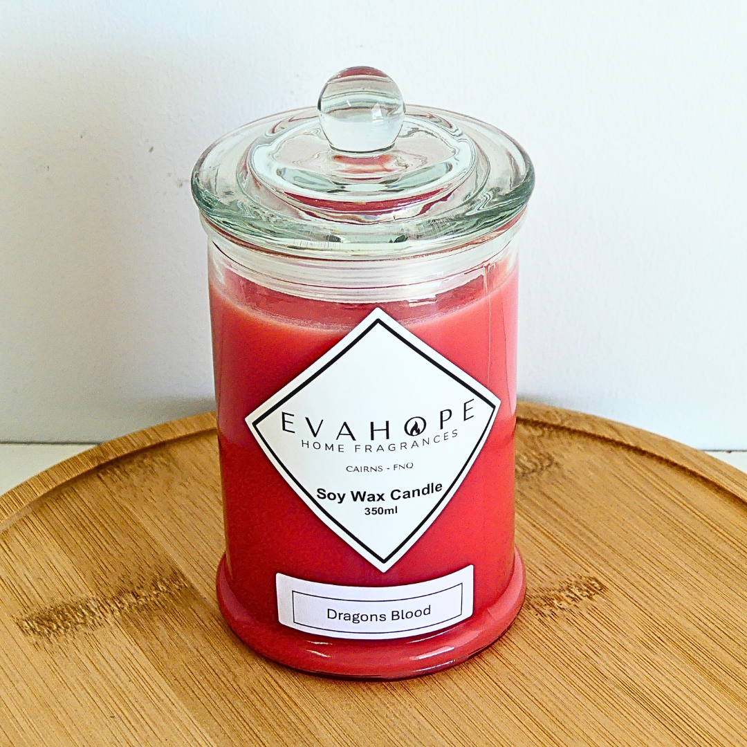 Dragon's Blood - 350ml Scented Soy wax candle. @30 hr slow burn