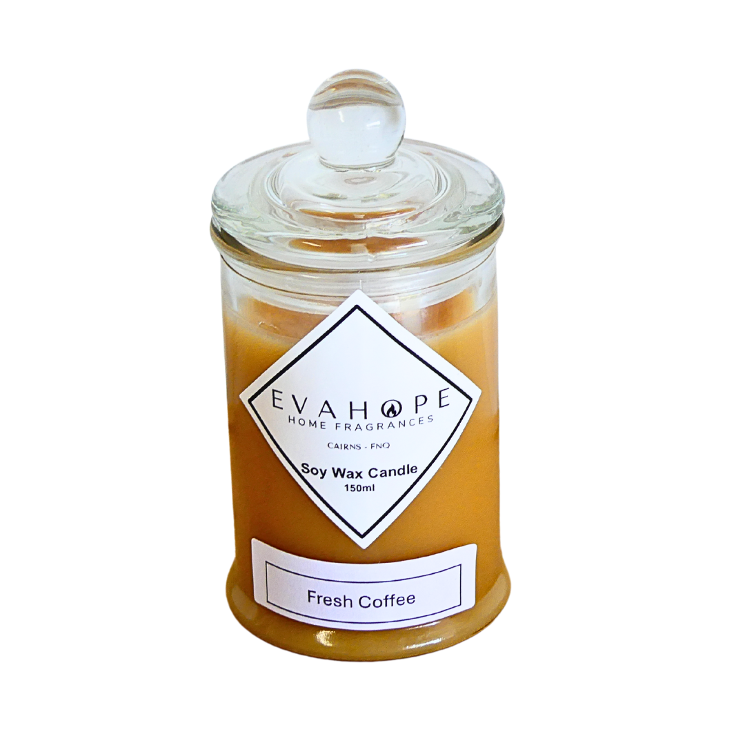 FRESH COFFEE - Scented, Natural Soy Wax 150ml Candle.@30 Slow Burn