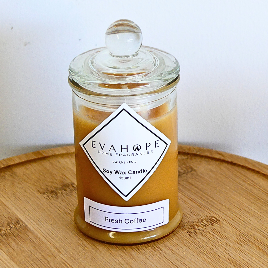 FRESH COFFEE - Scented, Natural Soy Wax 150ml Candle.@30 Slow Burn