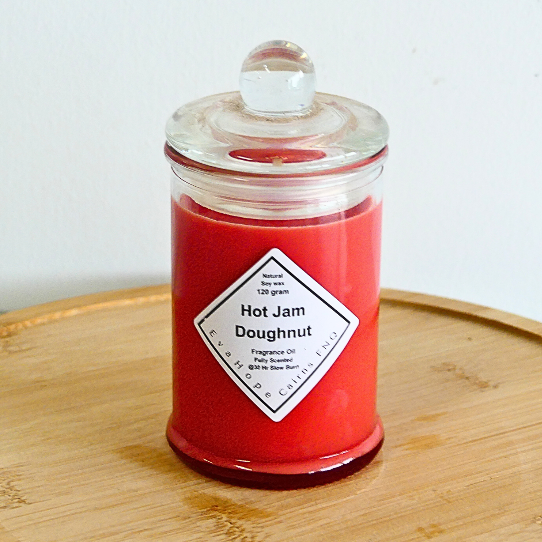HOT JAM DOUGHNUT - Natural Soy Wax Candle. @30hr slow burn