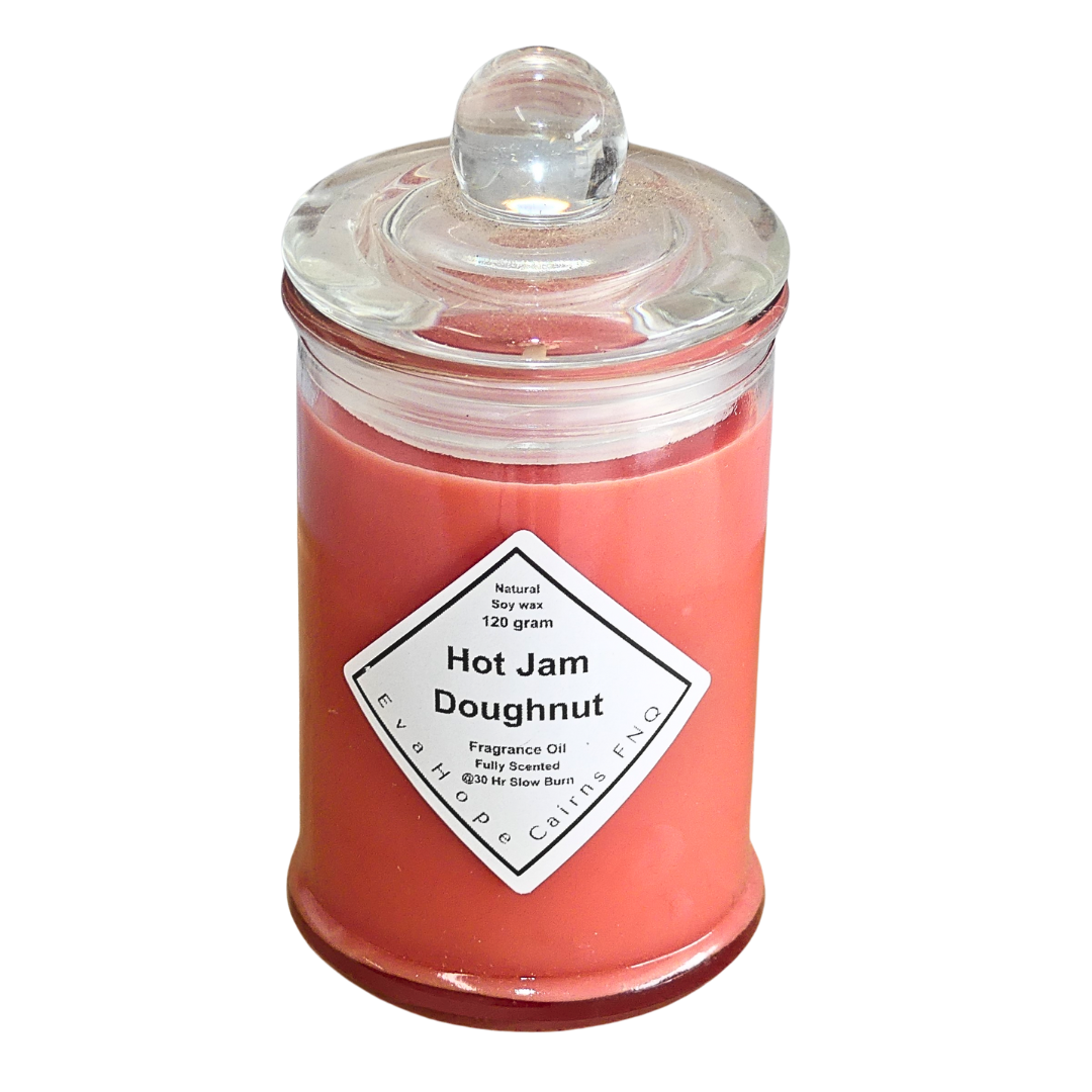 HOT JAM DOUGHNUT - Natural Soy Wax Candle. @30hr slow burn