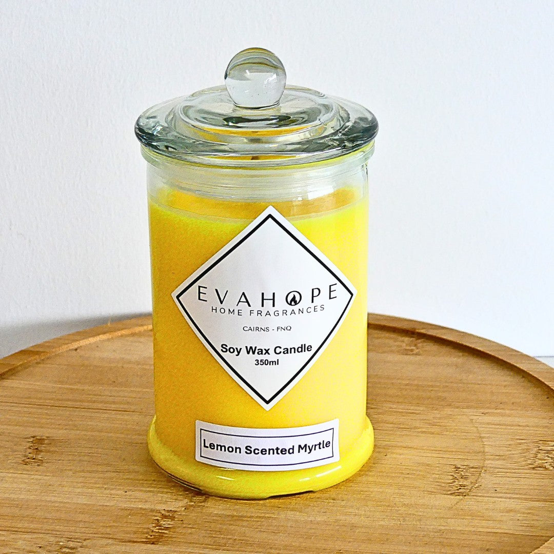 Lemon Scented Myrtle 350ml Natural Soy Wax. @ 65hr slow burn