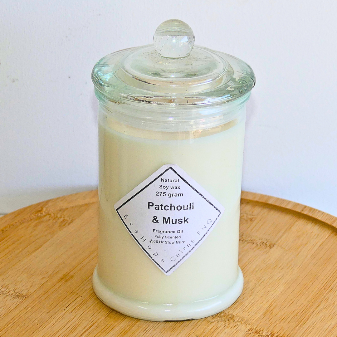 PATCHOULI & MUSK - Fully Scented 350ml Soy Wax candle