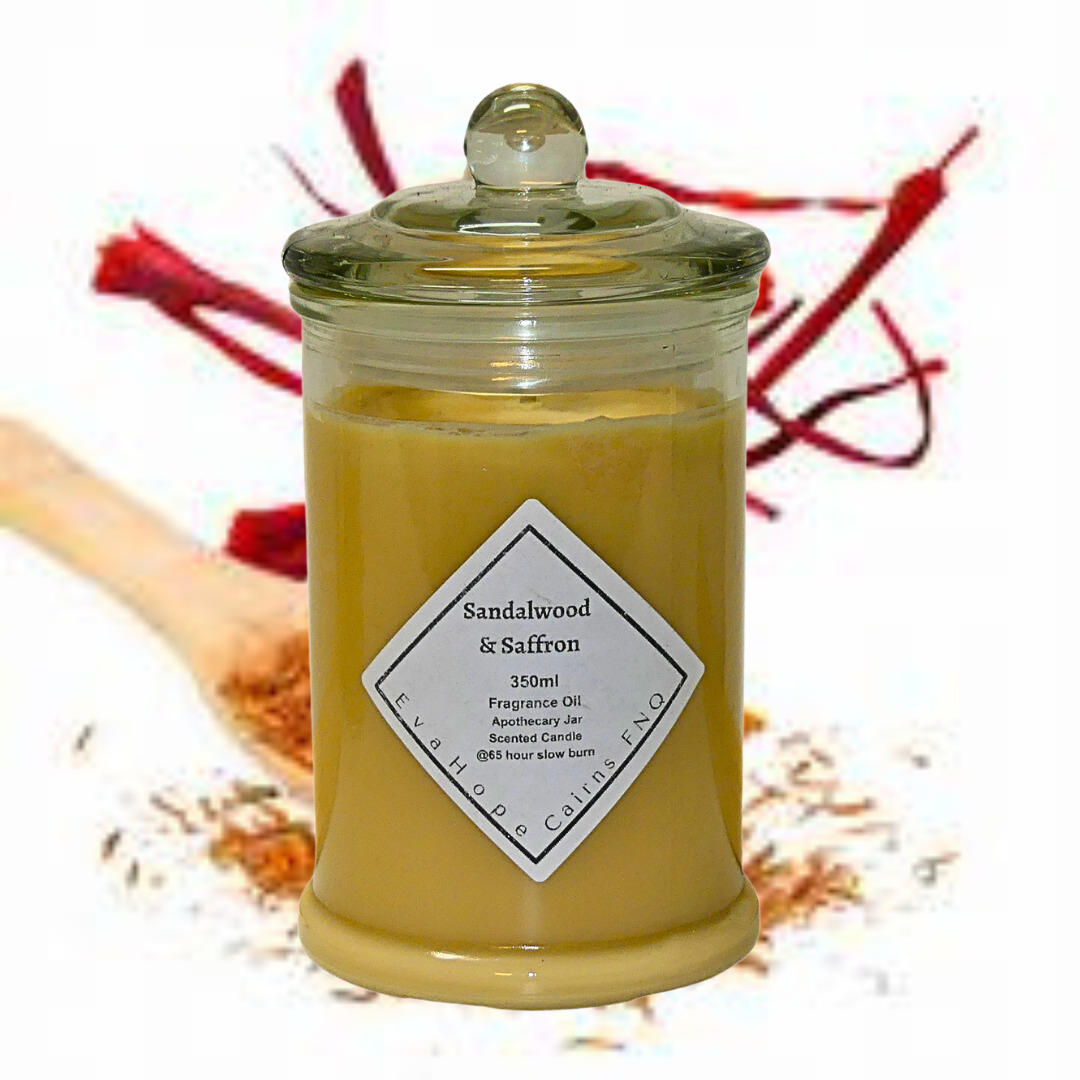 SANDALWOOD & SAFFRON - Scented Soy Wax Candle. 350ml.