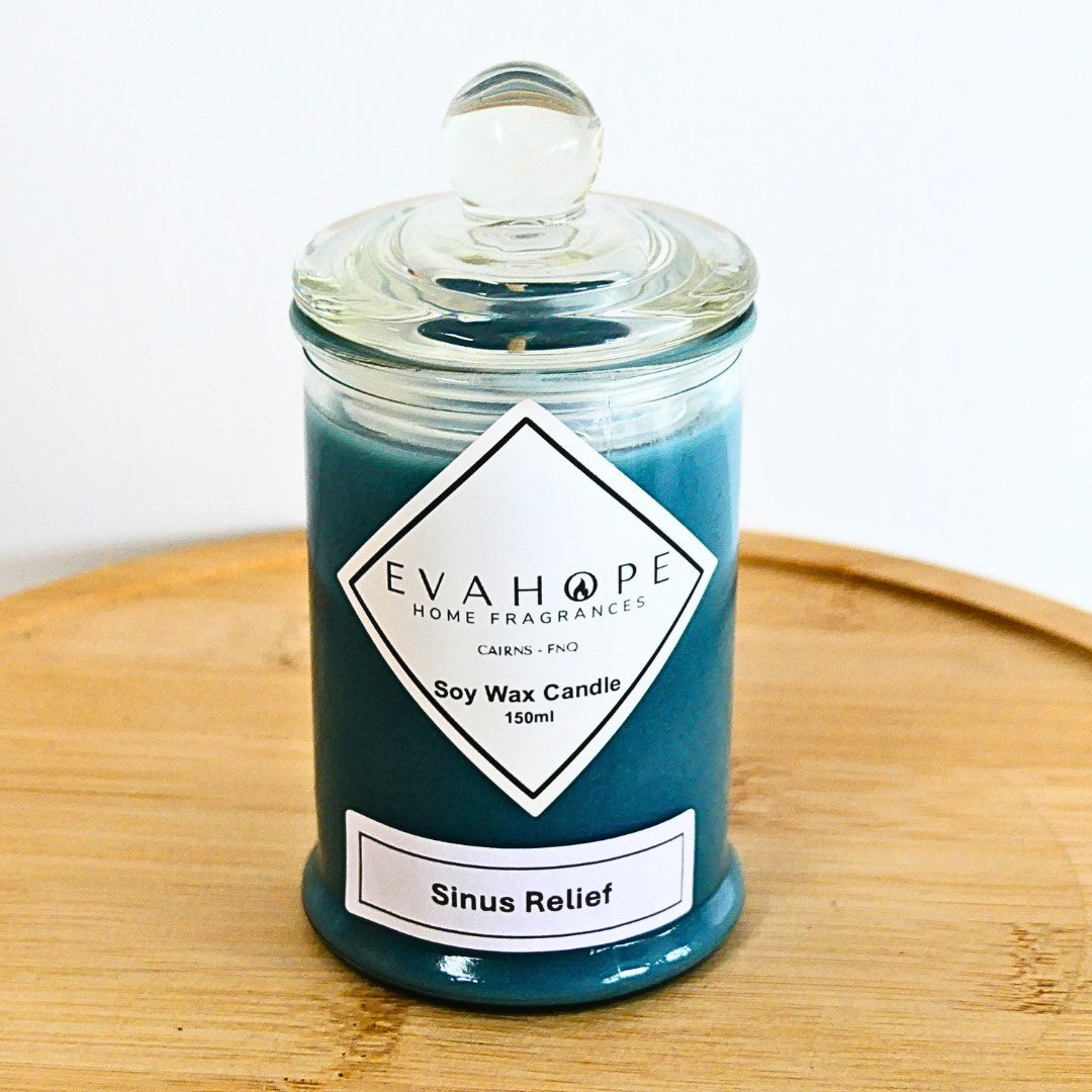 Sinus Relief 150ml Fully Scented, Natural Soy Wax. @ 30 hr slow burn