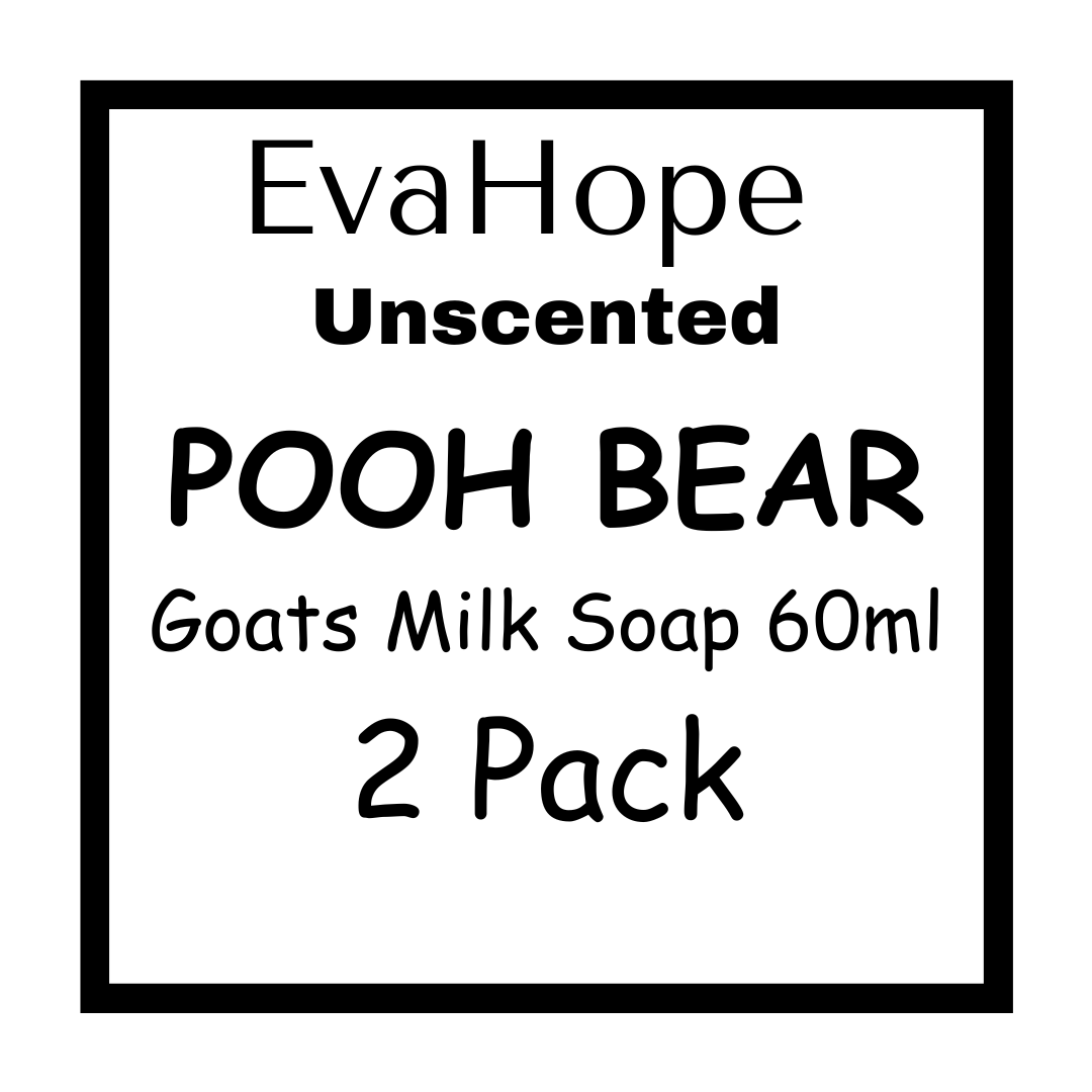Goats Milk Pooh Bear Kids Soap Bars (60ml) Unscented 2pk Pink