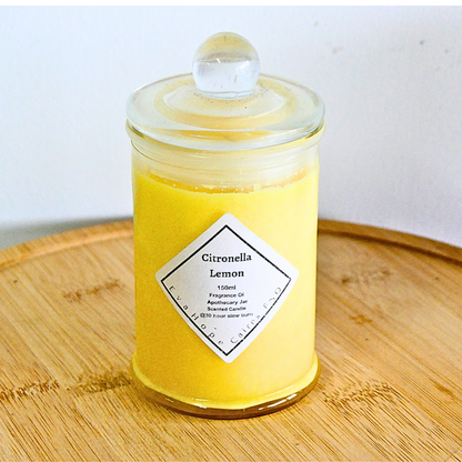 CITRONELLA LEMON - Scented, Soy Wax Candle 150ml. @30 Hr slow burn