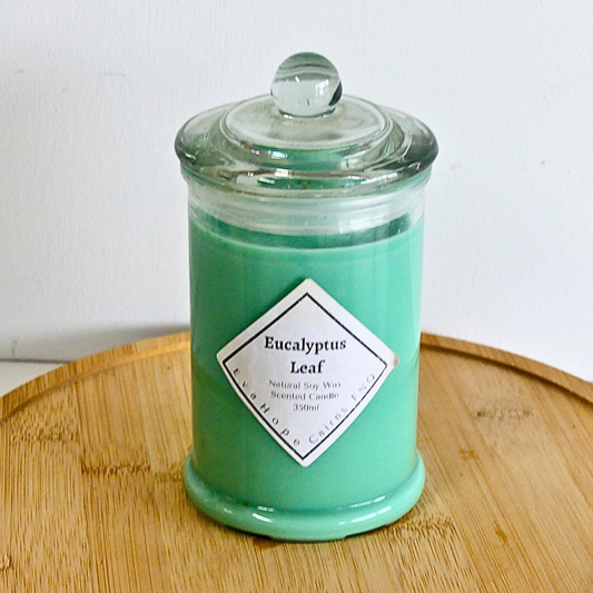 Eucalyptus Leaf 350ml Fully Scented, Natural Soy Wax. @ 65 Hr slow burn