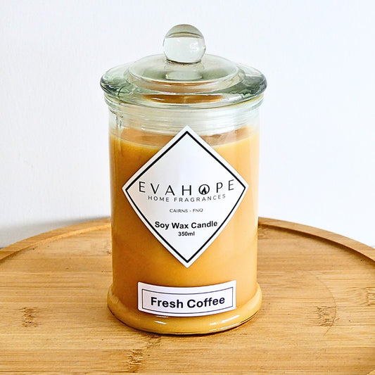 FRESH COFFEE - 350ml Scented Soy Wax Candle @ 65hr Slow burn