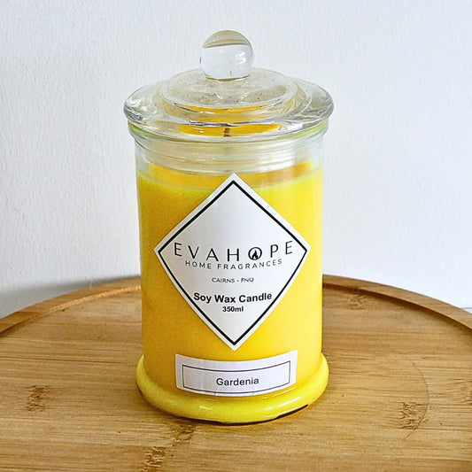 Gardenia 350ml Fully Scented, Natural Soy Wax @ 65hr Slow Burn