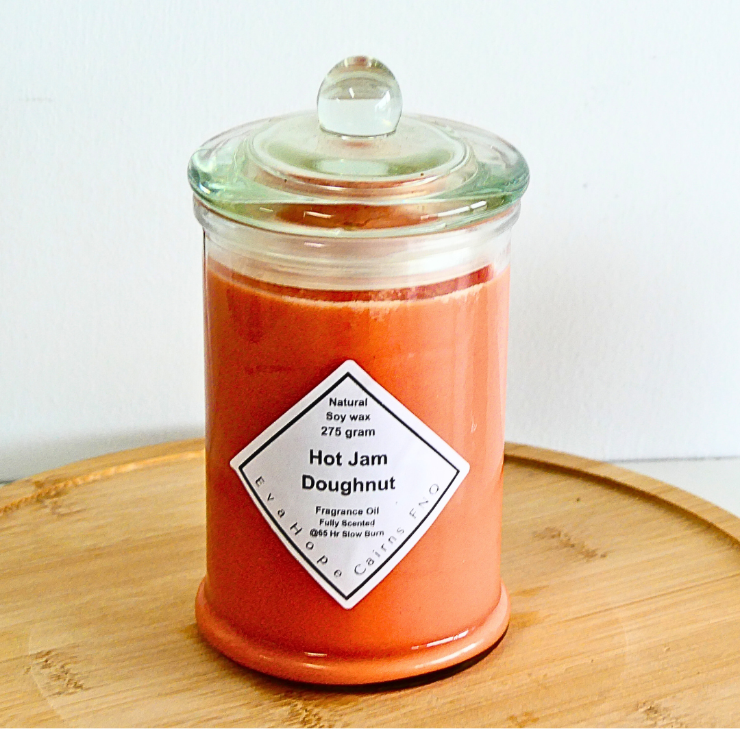 Hot Jam Doughnut 350ml Apothecary Natural Soy Wax Candle. @65hr slow burn