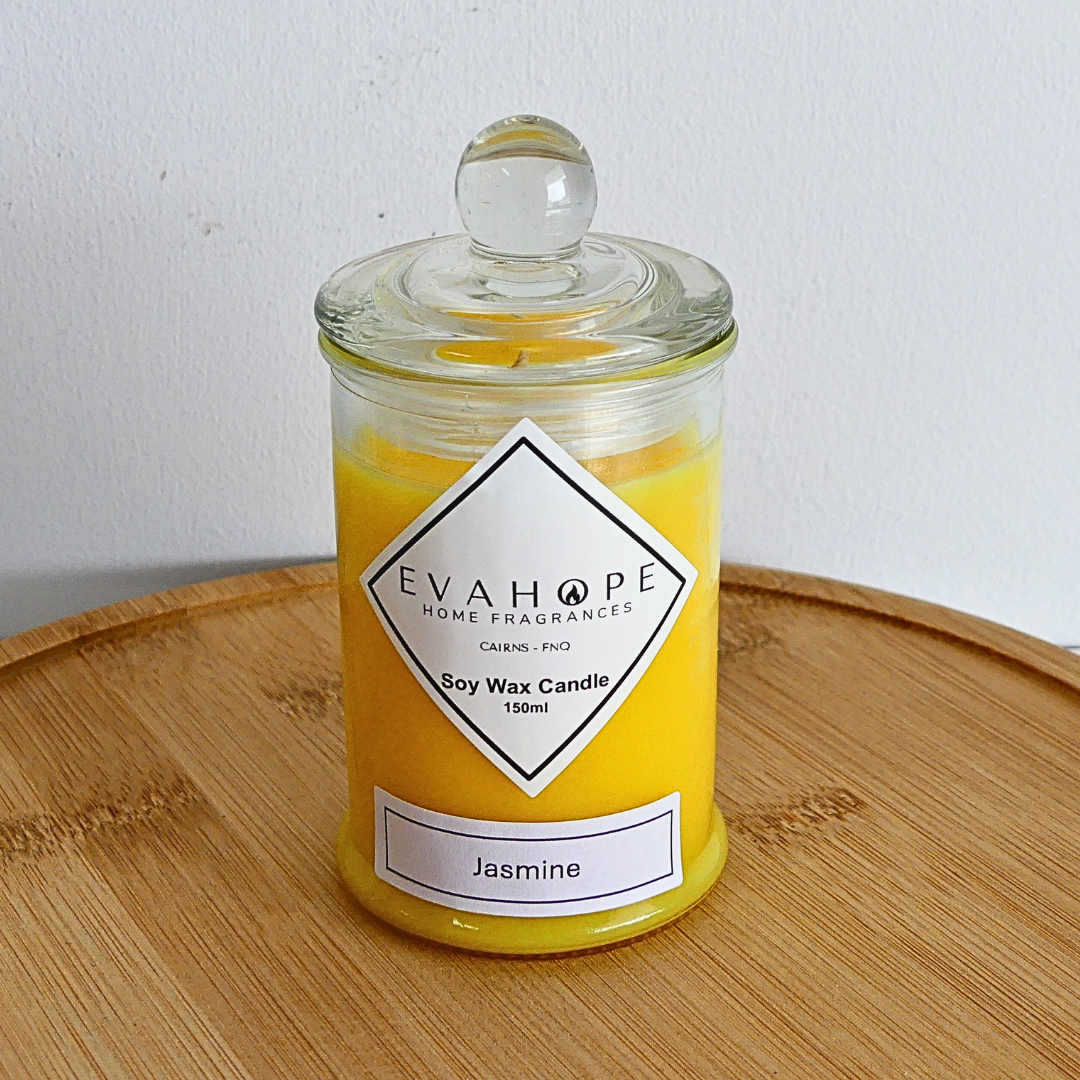 Jasmine 150ml Apothecary Jar Candle. @ 30 hr slow burn