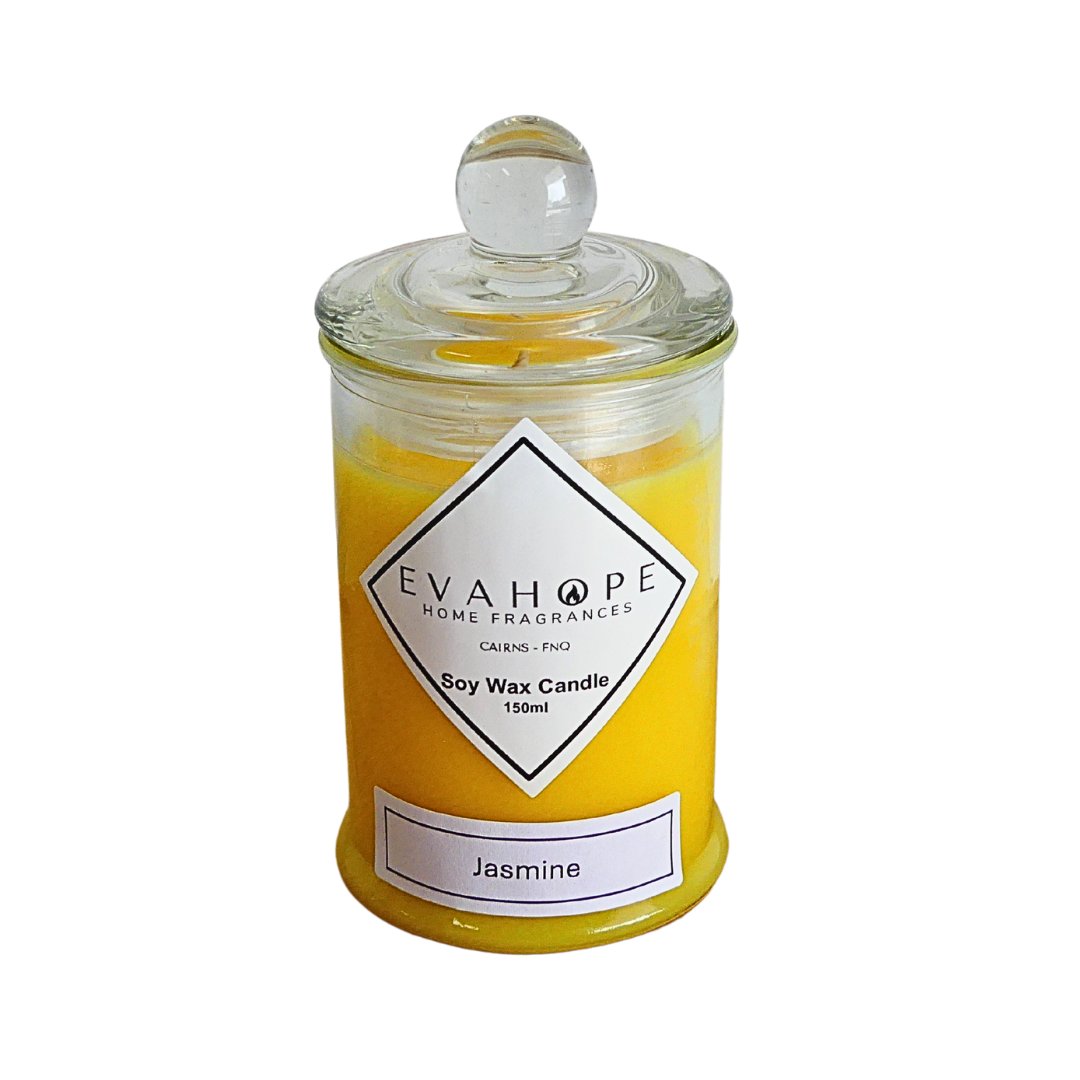 Jasmine 150ml Apothecary Jar Candle. @ 30 hr slow burn