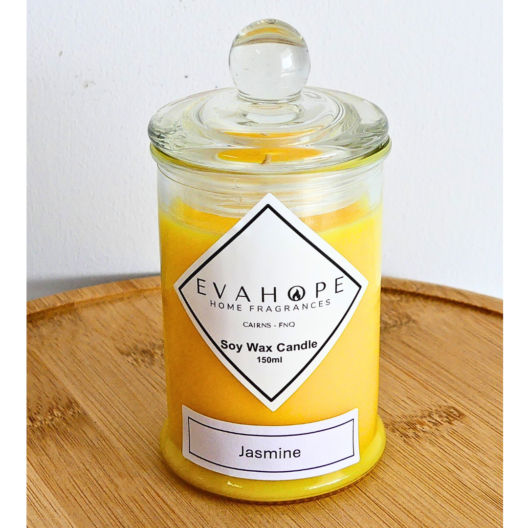 Jasmine 150ml Apothecary Jar Candle. @ 30 hr slow burn