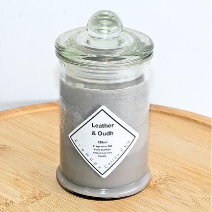 LEATHER OUDH - Scented Soy Wax Candle. 150ml.