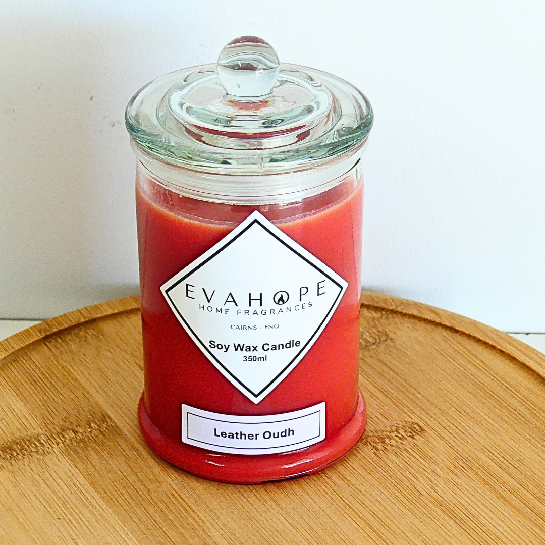 LEATHER OUDH -  Scented Soy Wax Candle. 350ml.