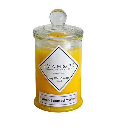 Lemon Scented Myrtle 150ml Fully Scented, Natural Soy Wax. @ 30 hr slow burn