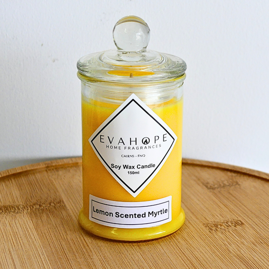 Lemon Scented Myrtle 150ml Fully Scented, Natural Soy Wax. @ 30 hr slow burn
