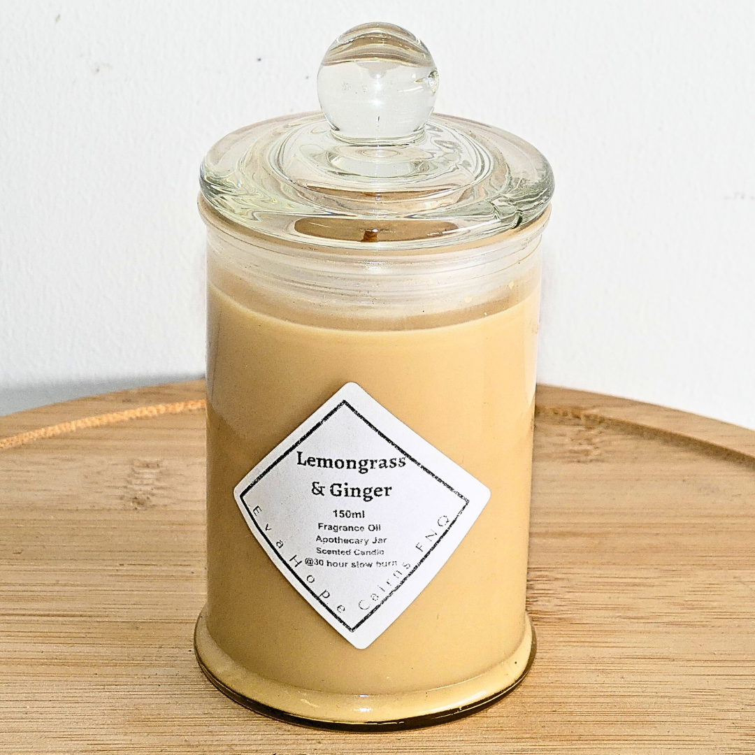 Lemongrass & Ginger 150ml Fully Scented, Natural Soy Wax. @ 30 hr slow burn