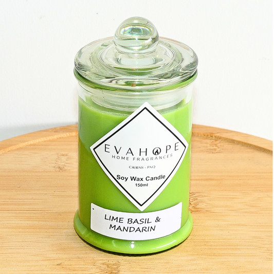 LIME BASIL & MANDARIN - Scented Soy Wax Candle. 150ml