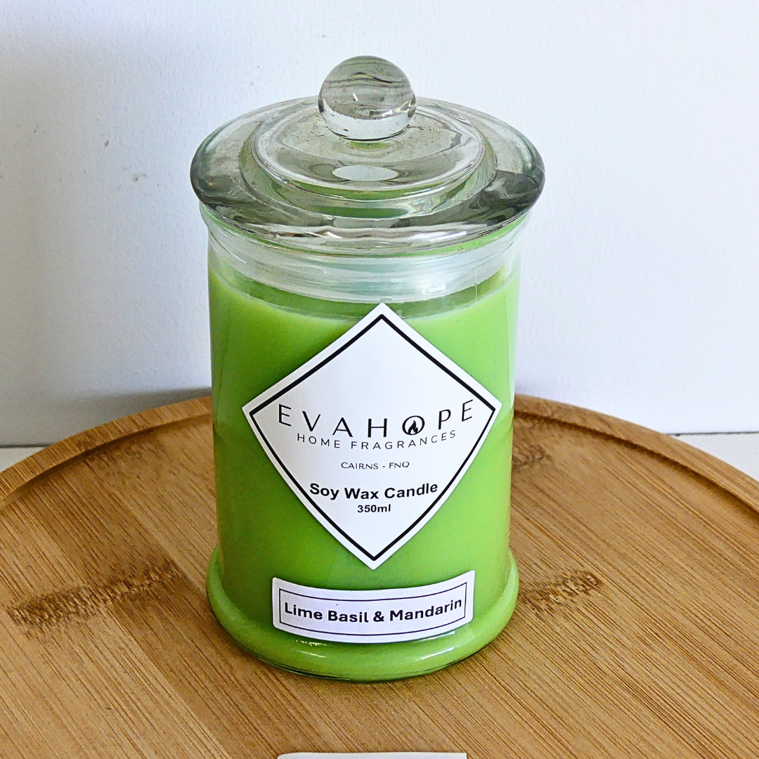 LIME BASIL & MANDARIN - Scented Soy Wax Candle. 350ml