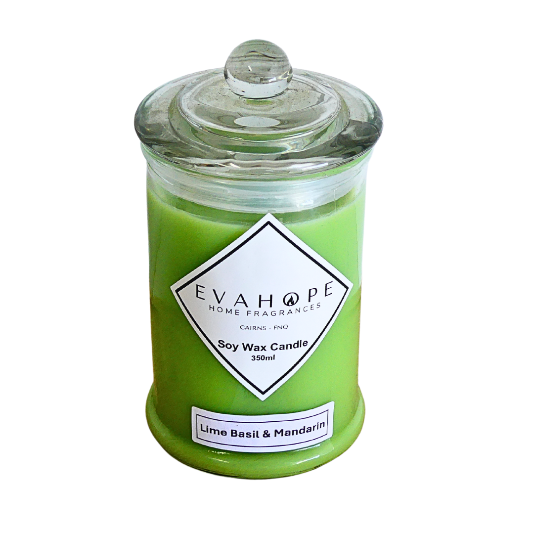 LIME BASIL & MANDARIN - Scented Soy Wax Candle. 350ml