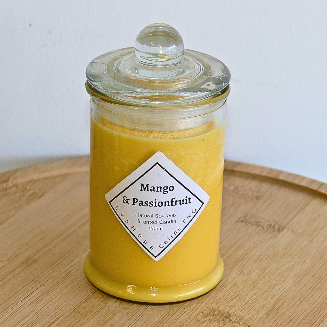 Mango & Passionfruit 150ml Fully Scented, Natural Soy Wax. @ 30 hr slow burn