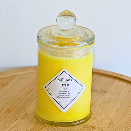 Millions (Type) 150ml Fully Scented, Natural Soy Wax. @ 30 hr slow burn