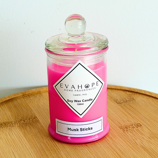 Musk Sticks 150ml Fully Scented, Natural Soy Wax. @ 30 hr slow burn