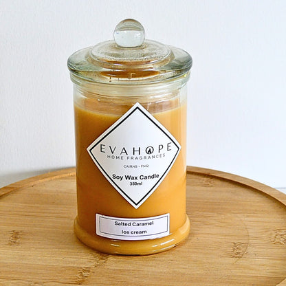Salted Caramel Ice Cream 350ml Apothecary Jar Candle. @ 65 hr slow burn