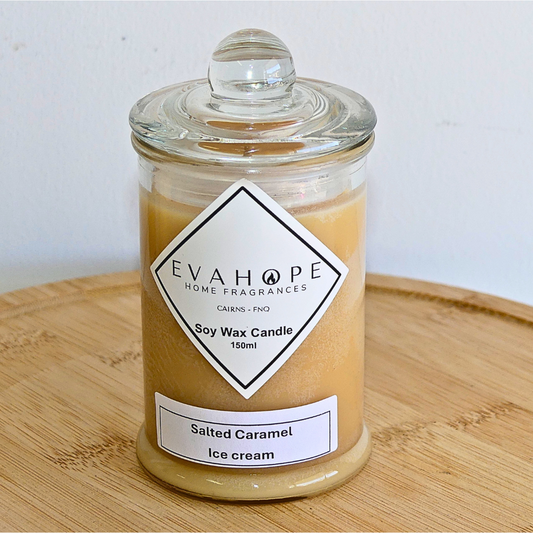 Salted Caramel Ice Cream 150ml Apothecary Jar Candle. @ 30 hr slow burn
