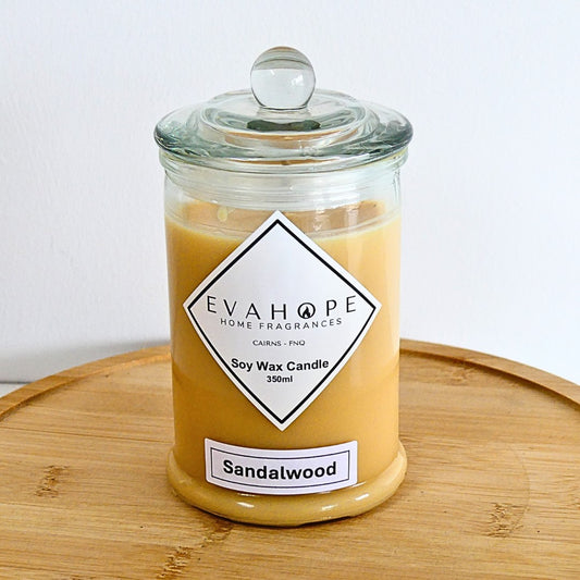 Sandalwood 350m Fully Scented, Natural Soy Wax . @ 65 hr slow burn