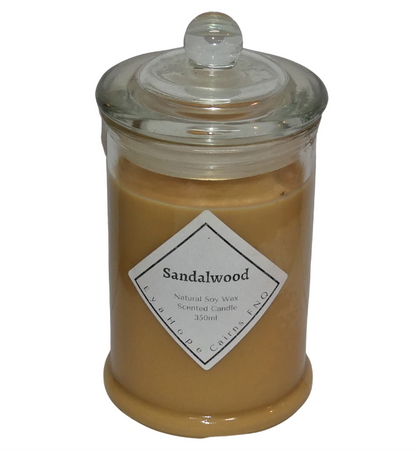 Sandalwood 350m Fully Scented, Natural Soy Wax . @ 65 hr slow burn