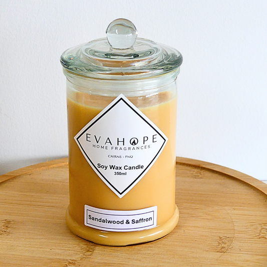SANDALWOOD & SAFFRON -  Scented Soy Wax Candle. 350ml.