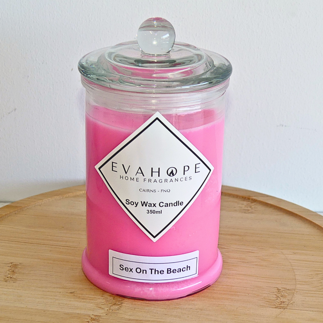 Sex On The Beach 350ml Fully Scented, Natural Soy Wax. @ 65 hr slow burn