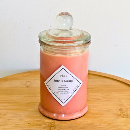 Thai Lime & Mango 150ml Fully Scented, Natural Soy Wax. @ 30 hr slow burn