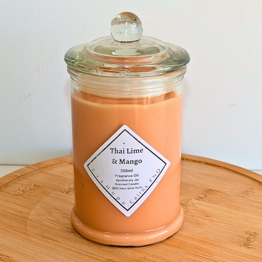 Thai Lime & Mango 350ml Fully Scented, Natural Soy Wax. @ 65 hr slow burn