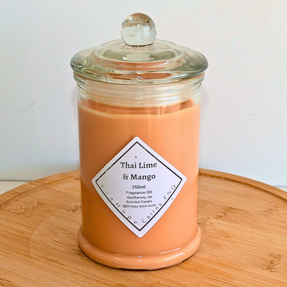 Thai Lime & Mango 350ml Fully Scented, Natural Soy Wax. @ 65 hr slow burn