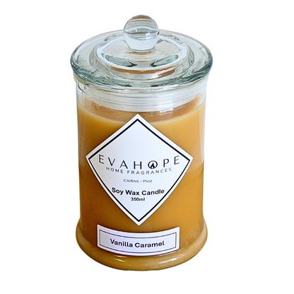 Vanilla Caramel 350ml Apothecary Jar Candle. @ 65 hr slow burn