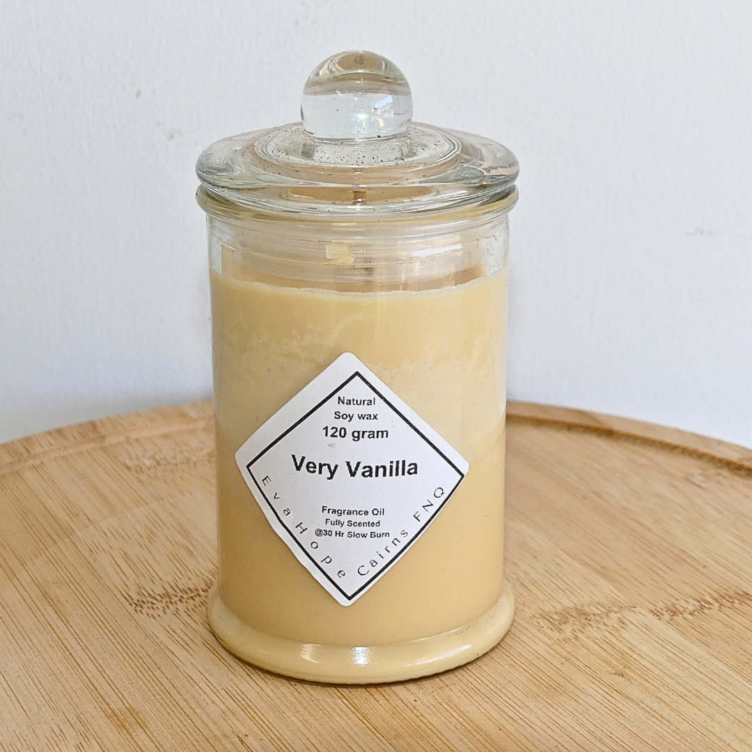 Very Vanilla 150ml Fully Scented, Natural Soy Wax. @ 30 hr slow burn