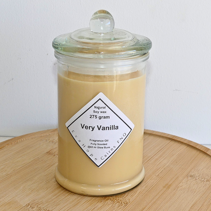 Very Vanilla 350ml Fully Scented, Natural Soy Wax. @ 65 hr slow burn
